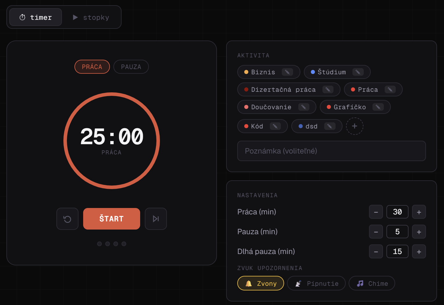 Focusino timer v akcii